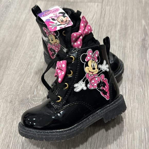 Minnie Mouse High Top Black Combat Boots Toddler Girls Baby Size 6 Disney - Picture 13 of 13